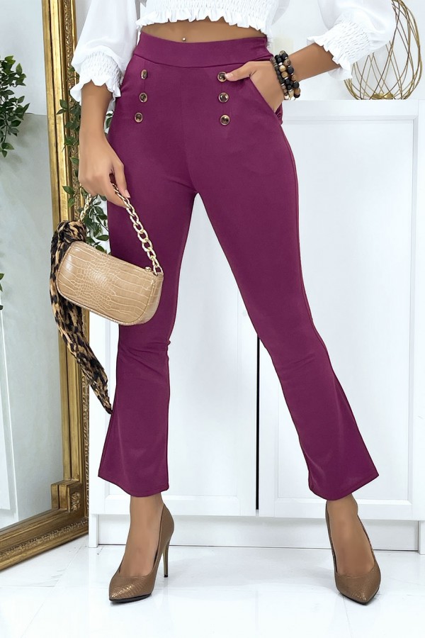 Pantalon patte d'eph lilas avec boutons et poches - 2