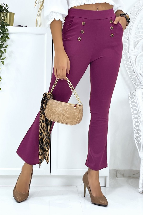 Pantalon patte d'eph lilas avec boutons et poches - 5