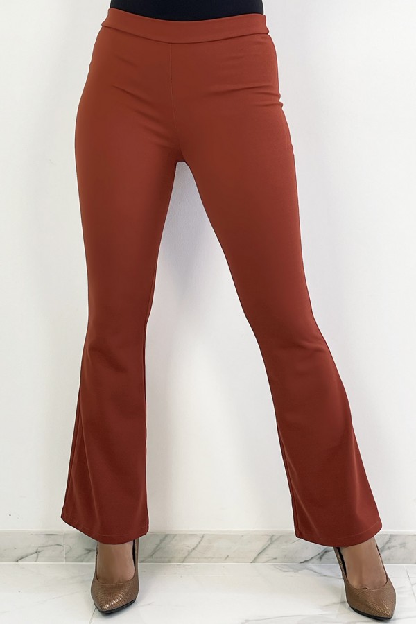 Pantalon patte d'éléphant cognac très tendance - 3