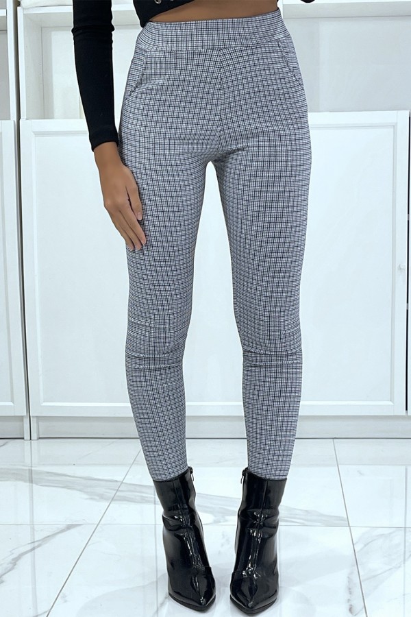 Pantalon slim bleu avec poches et joli motif pied de poule - 2