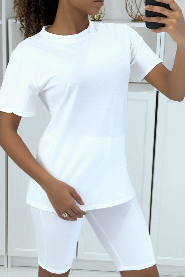 Ensemble T-shirt et cycliste blanc avec ceinture - 3