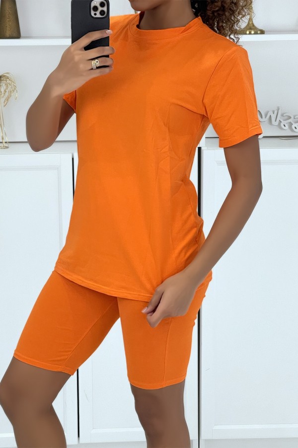 Ensemble T-shirt et cycliste orange avec ceinture - 3