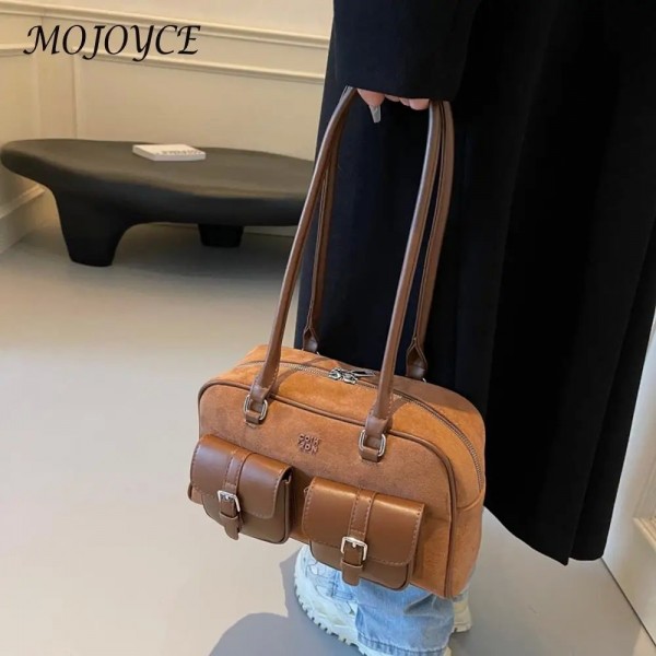 Sac à main rétro en cuir PU pour femme, fourre-tout décontracté style vintage multi-poches sous bras trajet|17,99 €|OKKO MODE