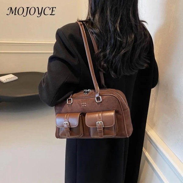 Sac à main rétro en cuir PU pour femme, fourre-tout décontracté style vintage multi-poches sous bras trajet|17,99 €|OKKO MODE