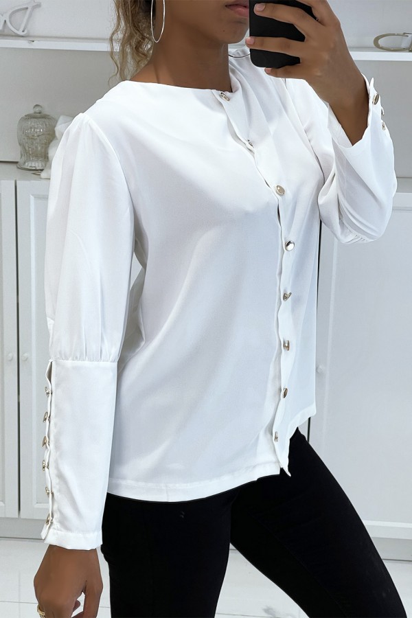 Blouse blanche à boutons dorés - 7