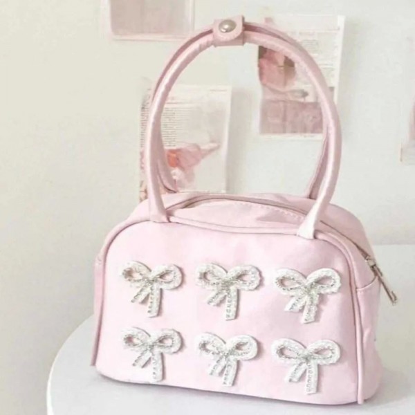 Sac à main nœud papillon style ballet, fermeture éclair, coréen rose mignon|13,49 €|OKKO MODE