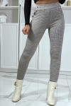 Pantalon camel motif carreaux avec poches et boutons - 2