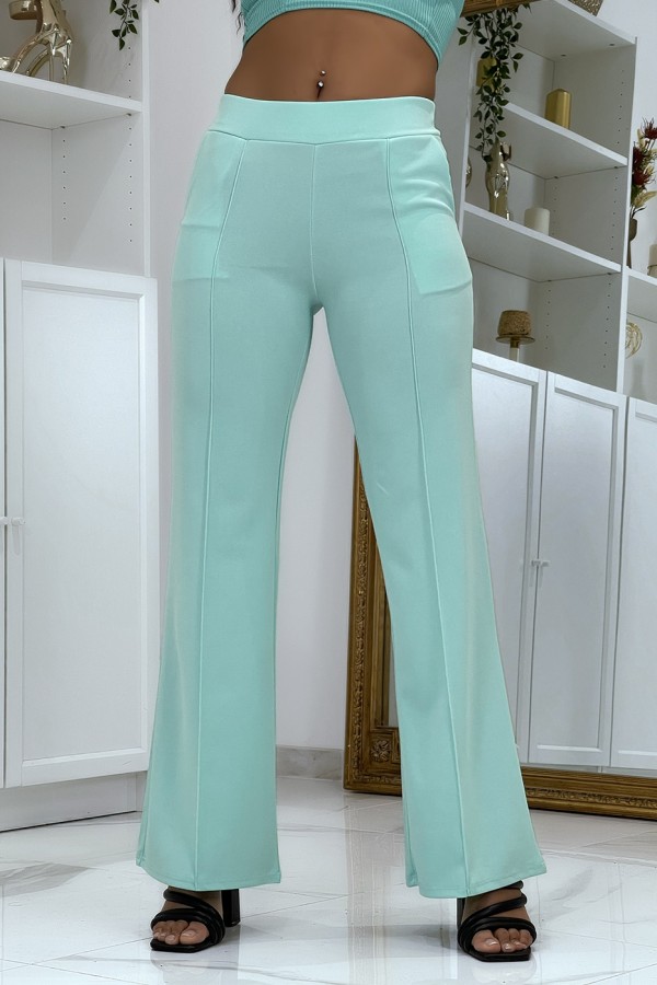 Pantalon patte d'éléphant vert d'eau - 2