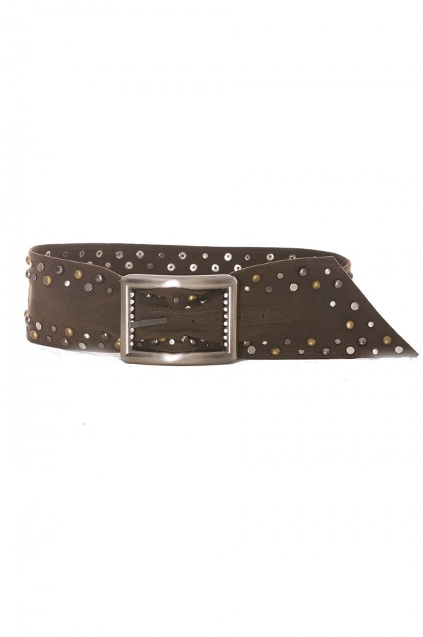 Ceinture marron cloutée doré et argenté - SG - 0551 - 1