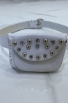 Ceinture blanche en simili brillant et pochette à strass et clou - 1