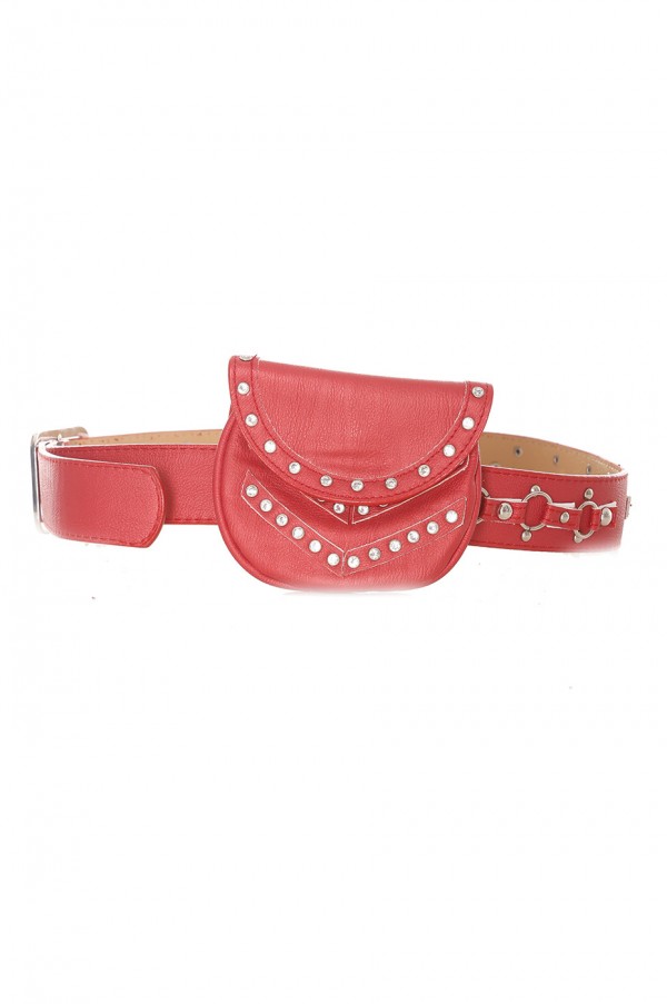 Ceinture rouge avec pochette - LDF9019 - 4