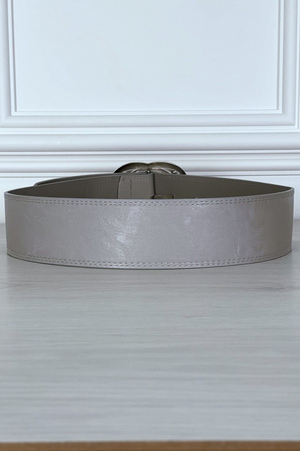 Ceinture grise à boucle ovale à strass - 1