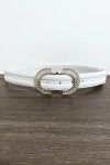 Ceinture blanche avec boucle ornée de strass - 1