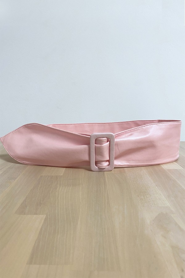 Ceinture rose avec boucle rectangle - 1