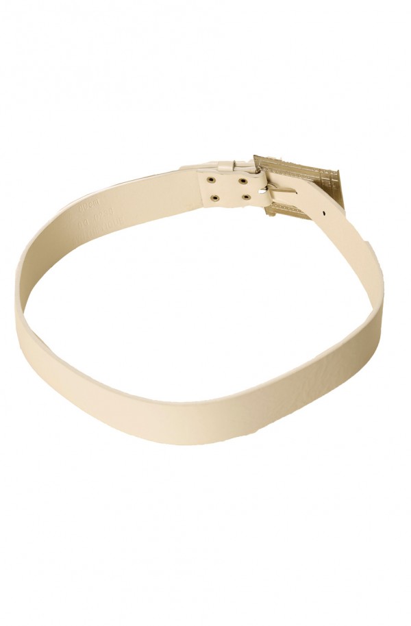 Ceinture Blanche effet cuir à boucle carré et strass CE 726 - 2