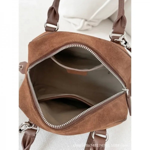 Sac à main en cuir de vachette, style européen et américain, sac d'oreiller Boston en daim pour l'hiver|71,99 €|OKKO MODE