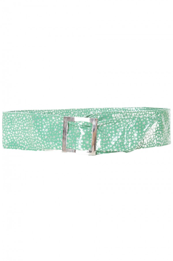 Ceinture verte égère à motif étoiles et boucle rectangle. étoiles - 1