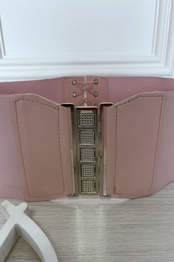 Ceinture de taille rose avec lacet au dos - 2