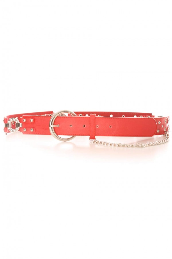 Ceinture Rouge effet troué avec des strass. Accessoire BG-P016 - 2