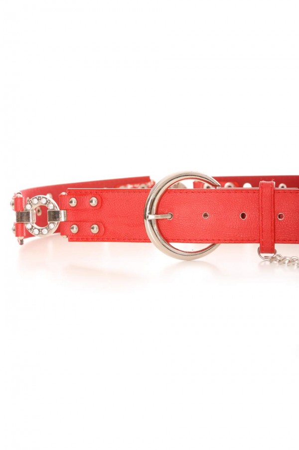 Ceinture Rouge effet troué avec des strass. Accessoire BG-P016 - 3