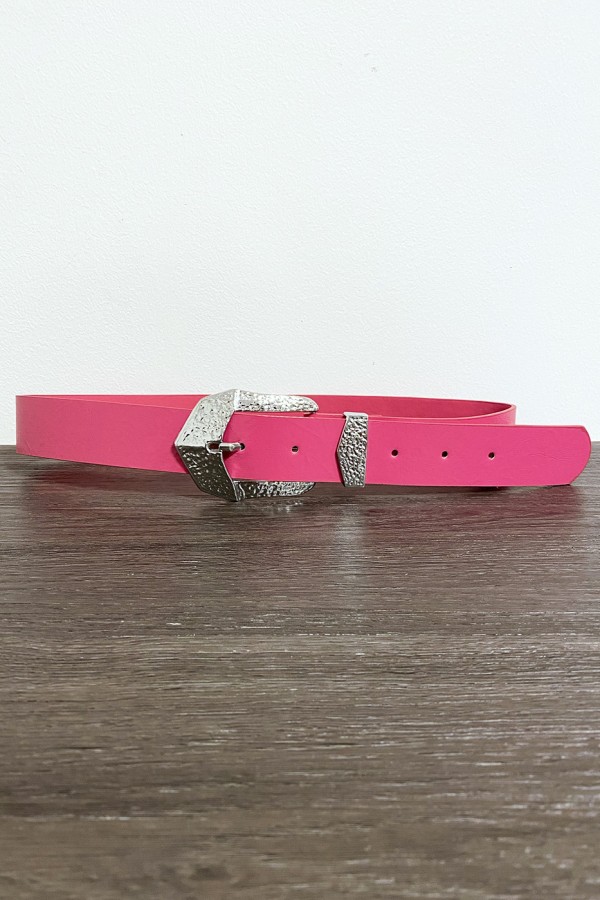 Ceinture femme en fuchsia avec joli boucle en métal CE606 - 1