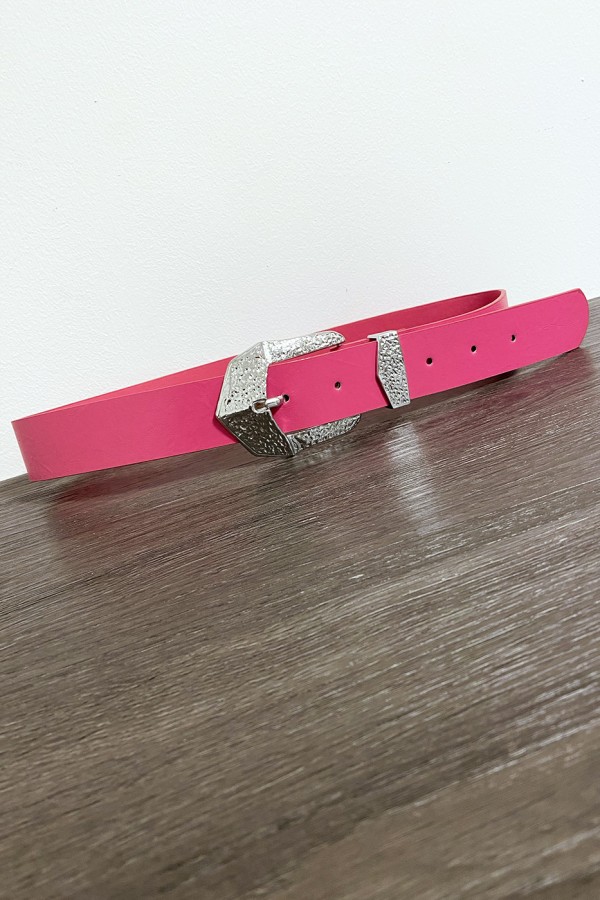 Ceinture femme en fuchsia avec joli boucle en métal CE606 - 3