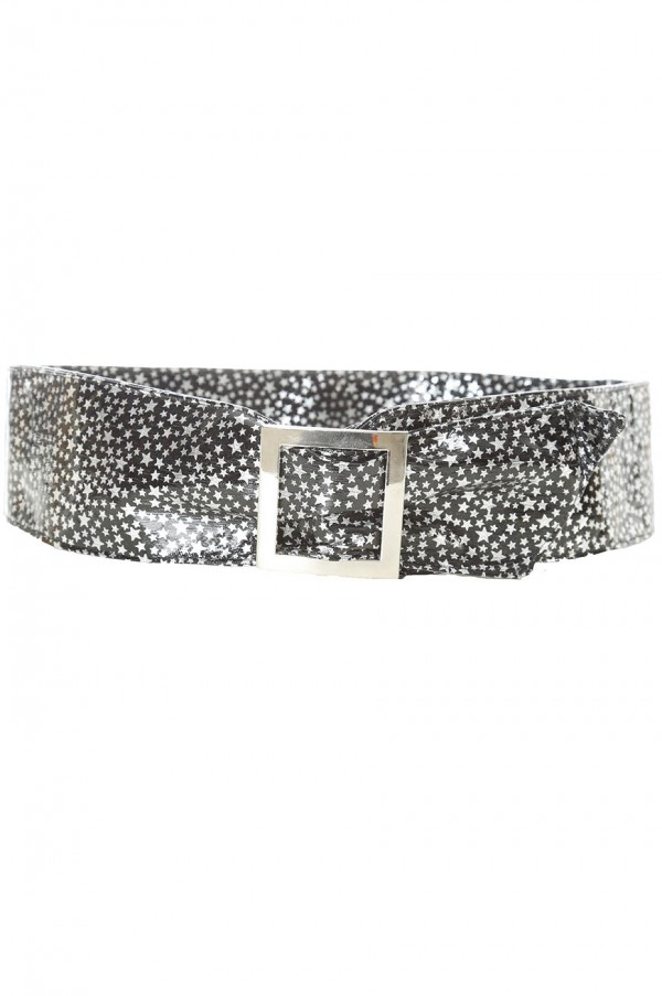 Ceinture noir légère à motif étoiles et boucle rectangle. étoiles - 1