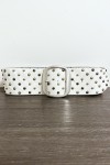 Ceinture en simili blanche cloutés avec boucle argenté - 1