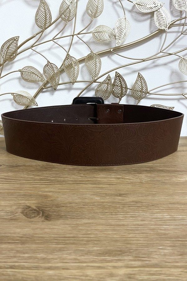 Grosse ceinture marron avec joli motif - 6