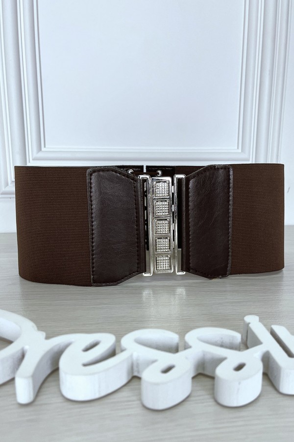 Ceinture de taille marron avec lacet au dos - 6