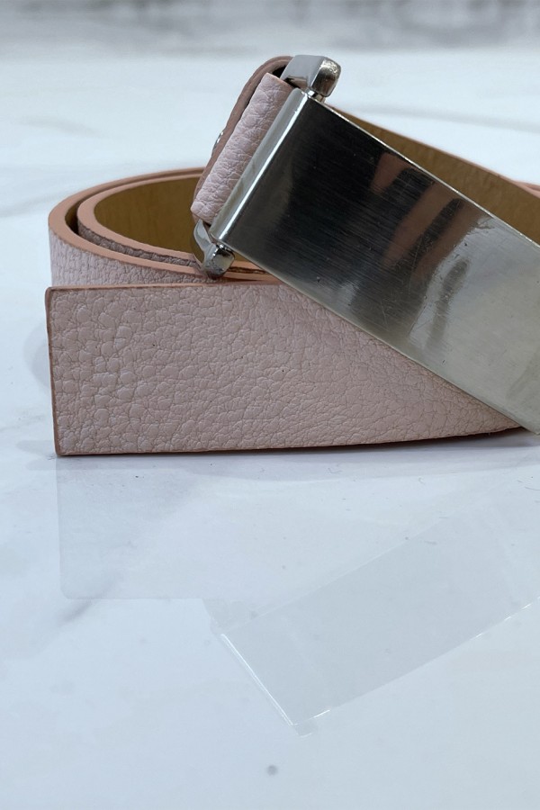 Ceinture rose effet python à boucle rectangle - 10