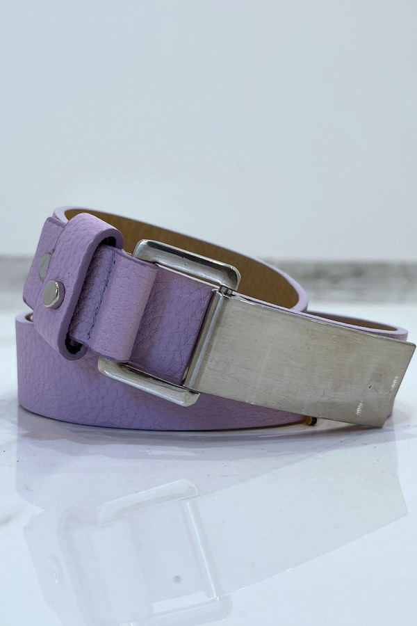 Ceinture violette effet python à boucle rectangle - 2