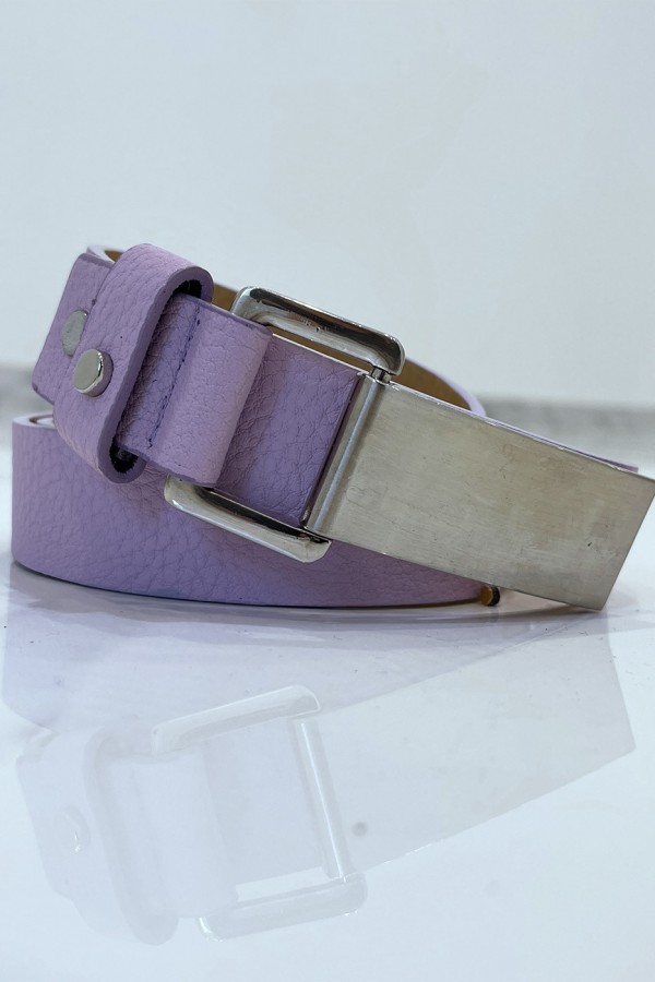 Ceinture violette effet python à boucle rectangle - 4