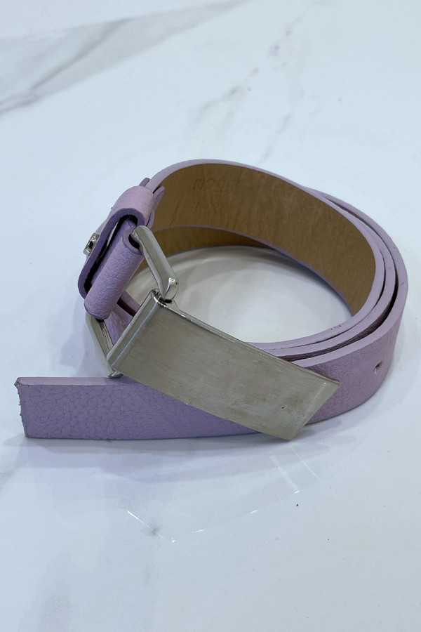 Ceinture violette effet python à boucle rectangle - 6