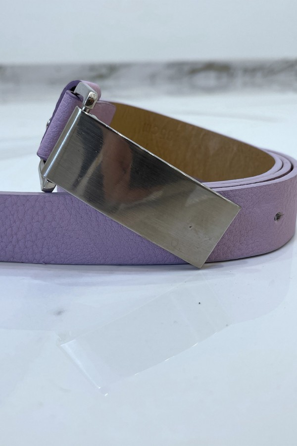 Ceinture violette effet python à boucle rectangle - 7