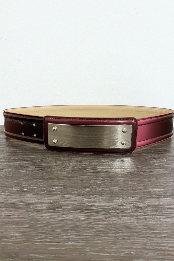 Ceinture bordeaux avec longue boucle rectangulaire - 1