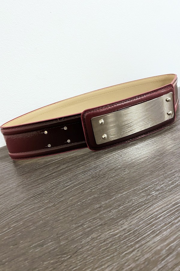 Ceinture bordeaux avec longue boucle rectangulaire - 2