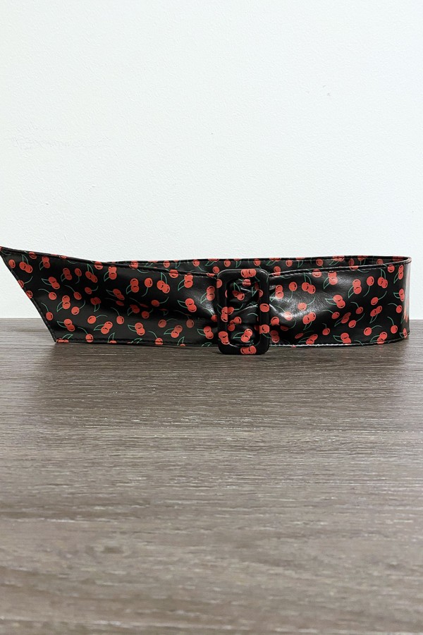 Ceinture noir avec motif cerise - 1