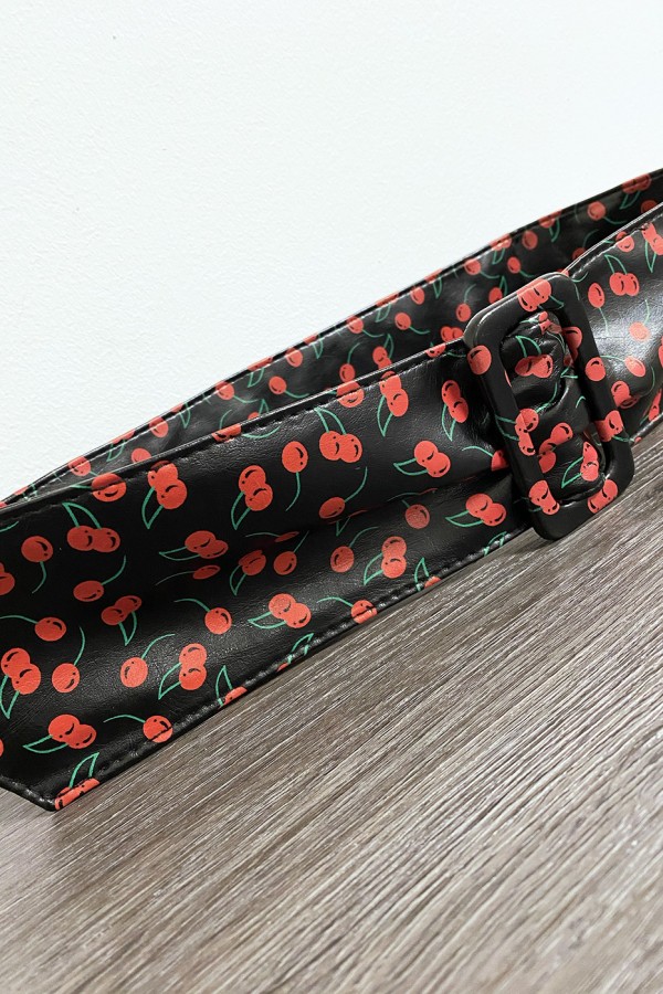 Ceinture noir avec motif cerise - 3