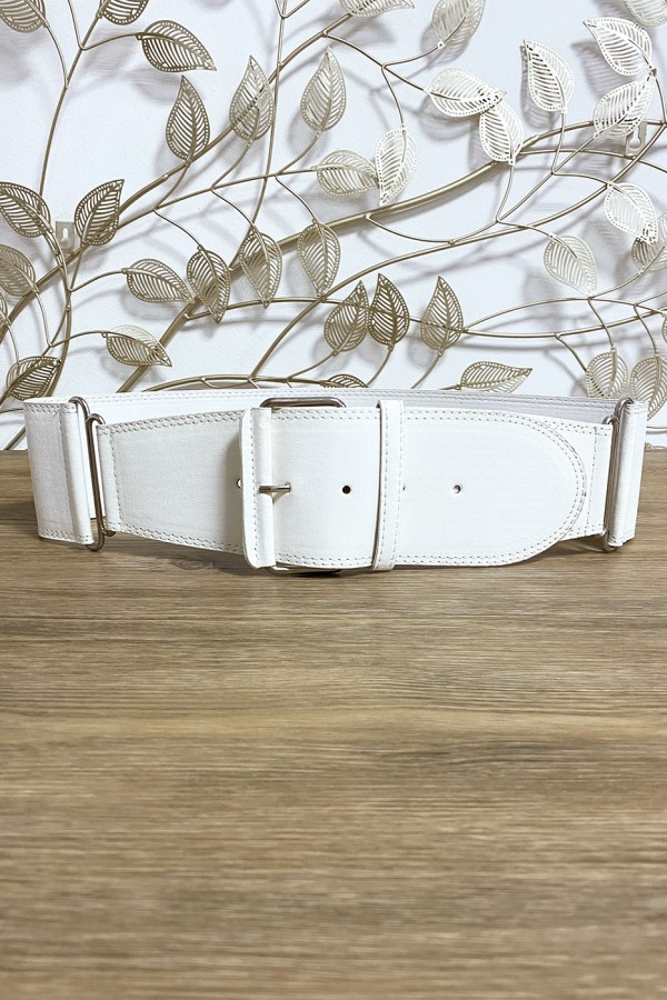 Ceinture blanche en simili avec anneaux sur les cotés - 3