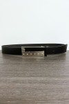 Ceinture en simili noir avec strass sur la boucle - 1