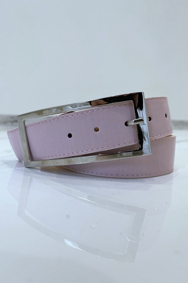 Ceinture rose en simili à boucle rectangulaire - 3