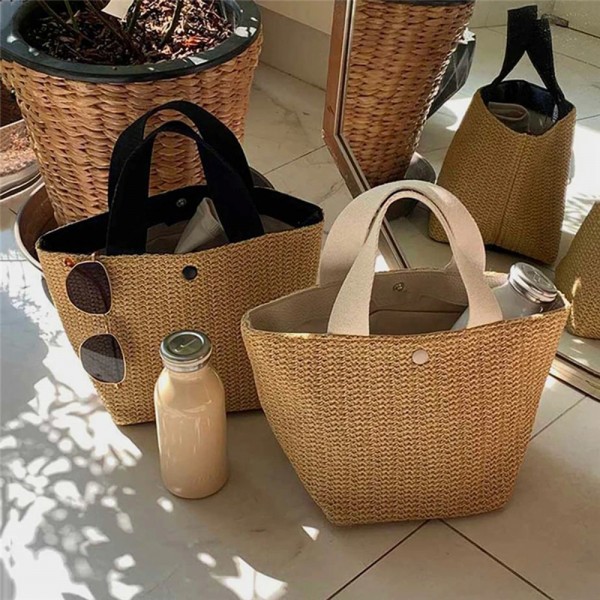 Sac à main en rotin tissé pour femmes, sacoche de plage bohème été fait main porté croisé E27|4,49 €|OKKO MODE