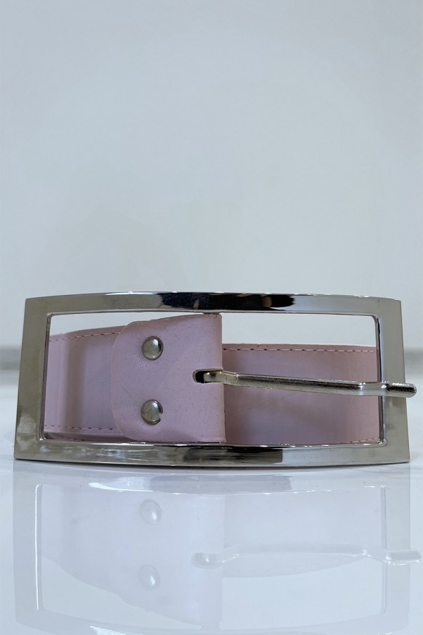 Ceinture rose en simili à boucle rectangulaire - 7