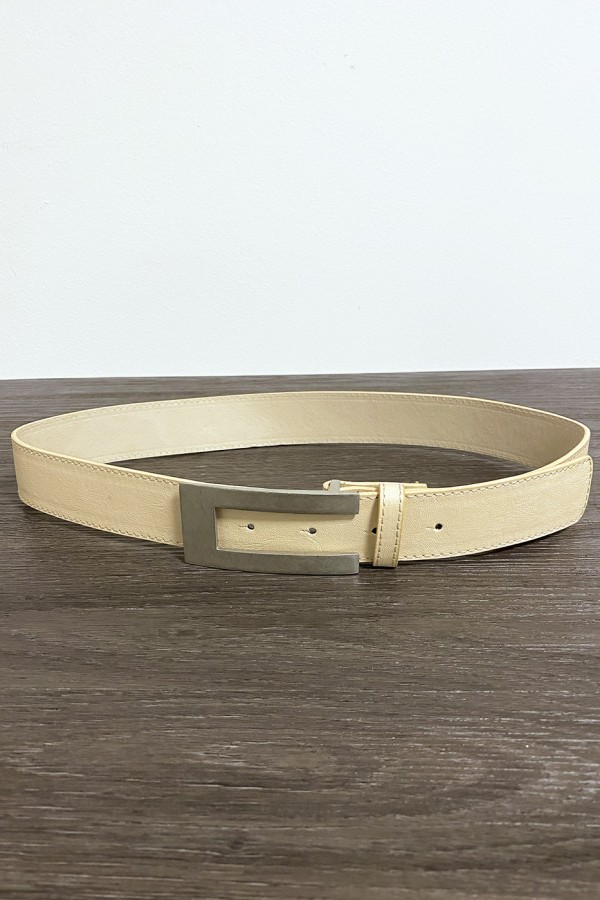 Ceinture beige en simili avec boucle rectangulaire - 1