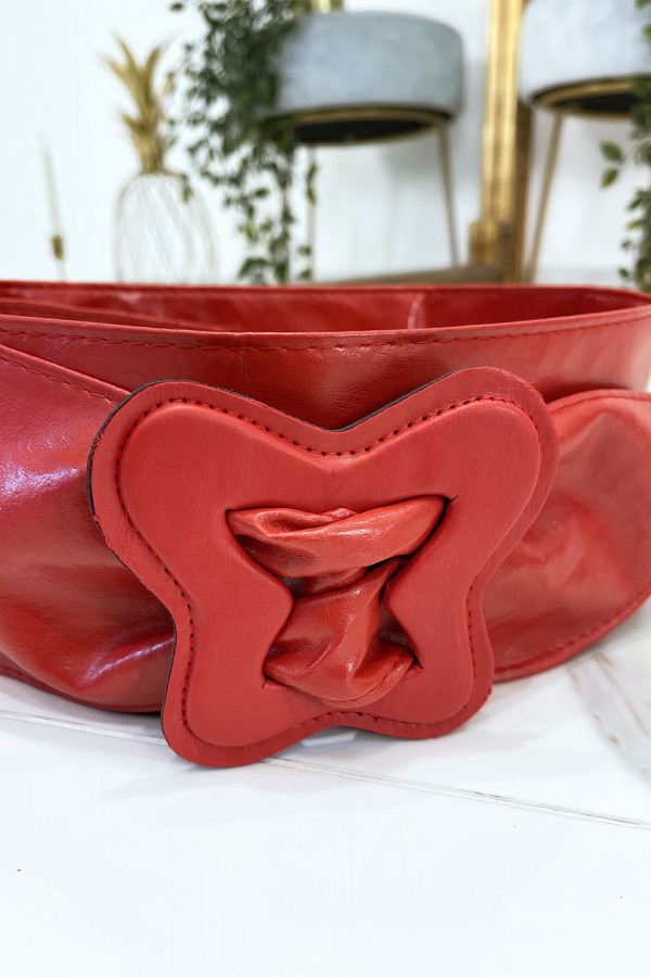 Ceinture rouge femme avec forme papillon à la boucle - 8