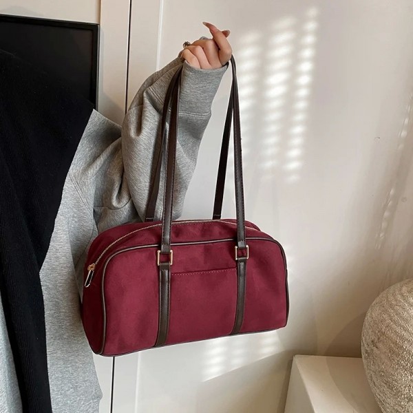 Sac Boston en daim fermeture éclair femme sous bras grande capacité|17,99 €|OKKO MODE