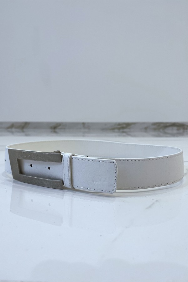 Ceinture blanche à boucle rectangulaire destroy - 1