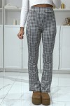 Pantalon blanc motif carreaux patte d'eph - 1