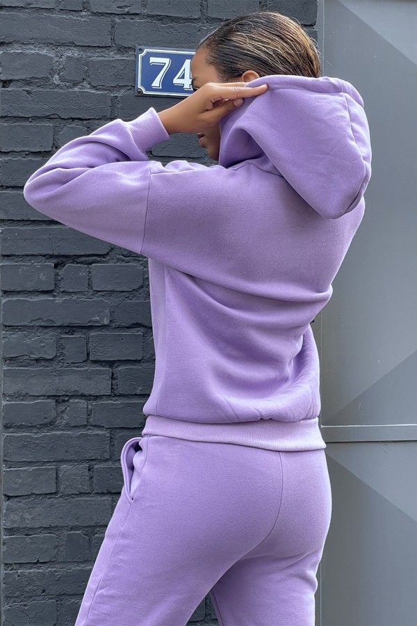 Ensemble violet 3 pièces jogging chaud et confortable et sur chemise oversize hyper tendance - 5